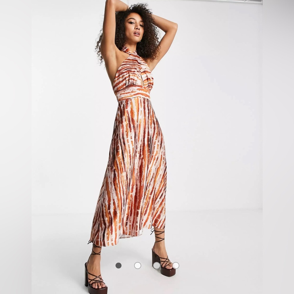 Twisted Wunder halterneck midi dress in tonal tie dye